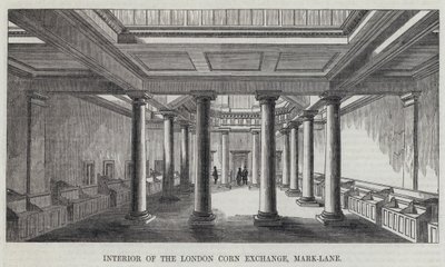 Lontoon maissipörssin sisustus, Mark-Lane (kaiverrus) tekijältä English School