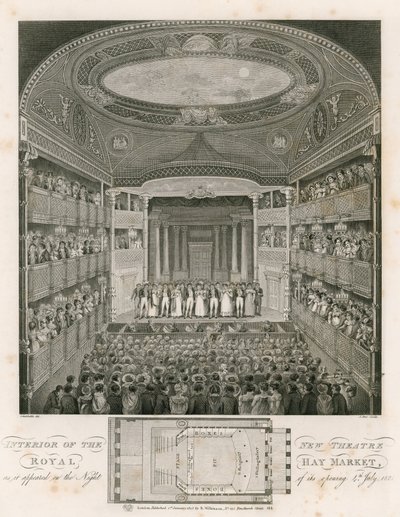 The New Theatre Royalin sisustus, Haymarket, Lontoo tekijältä English School