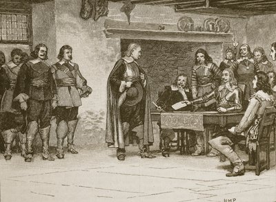 Charlesin ja Earl of Denbighin haastattelu, kuvitus Cassells Illustrated History of Englandista (seepiakuva) tekijältä English School