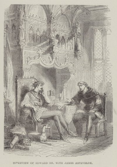 Edward III:n haastattelu James Artevelden kanssa (kaiverrus) tekijältä English School
