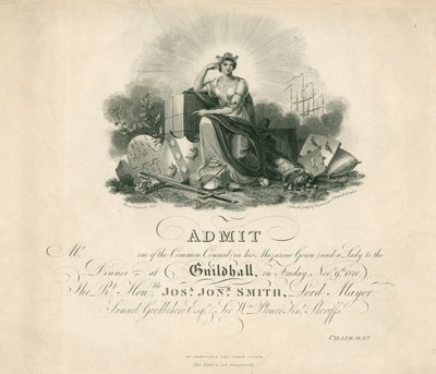 Kutsu juhlaan Guildhallissa Lontoossa 9. marraskuuta 1810 tekijältä English School