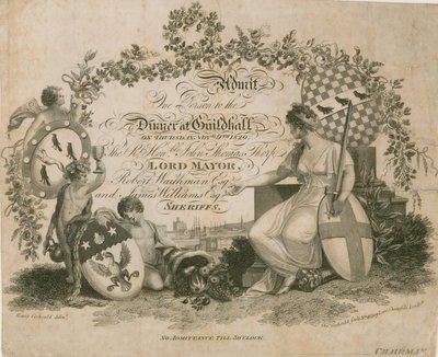 Kutsu juhlaan Lontoon Guildhallissa 9. marraskuuta 1820 tekijältä English School