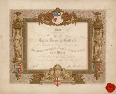 Kutsu juhlaan Lontoon Guildhallissa 9. marraskuuta 1854 tekijältä English School