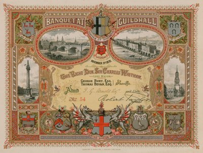 Kutsu juhlaan Lontoon Guildhallissa 9. marraskuuta 1878 tekijältä English School