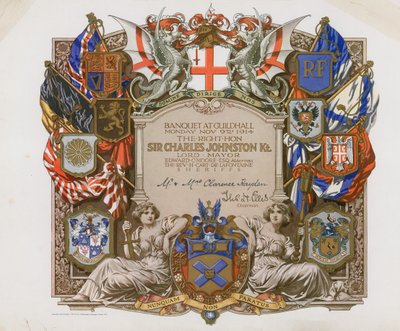 Kutsu juhlaan Lontoon Guildhallissa 9. marraskuuta 1914 tekijältä English School