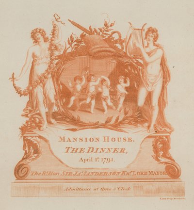 Kutsu illalliselle Mansion Housessa Lontoossa 1. huhtikuuta 1793 tekijältä English School