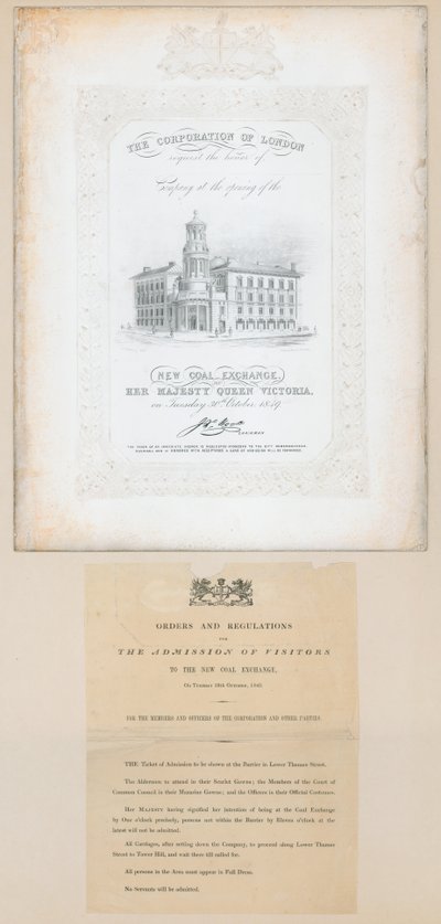 Kutsu uuden hiilipörssin avajaisiin 30. lokakuuta 1849 tekijältä English School