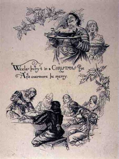 jakobilaistyylinen joulukohtaus (litho) tekijältä English School