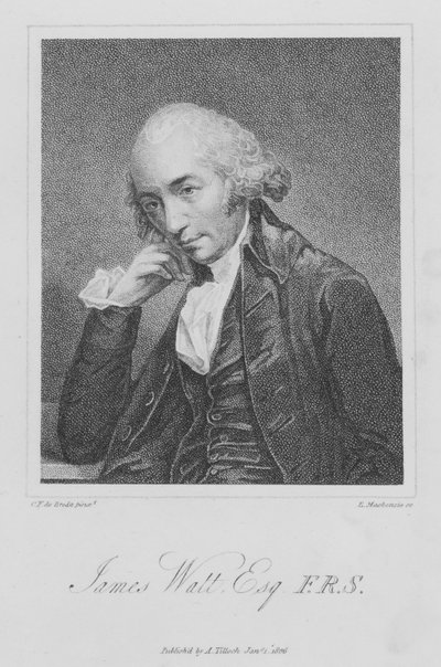 James Watt, skotlantilainen insinööri ja keksijä (kaiverrus) tekijältä English School