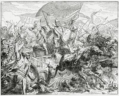 Jan Zizka voittajan puolella Grunwaldin taistelussa vuonna 1410, 1882 tekijältä English School