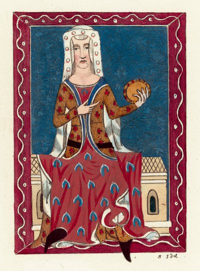 Joan, Kentin kreivitär, Edward The Black Princen vaimo (värillinen kaiverrus) tekijältä English School