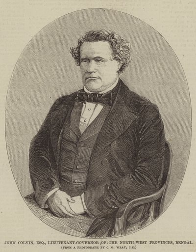 John Colvin, Esquire, luoteisprovinssien luutnantti-kuvernööri, Bengal (kaiverrus) tekijältä English School