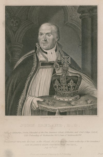 John Ireland, joka piti kruunua Hänen Majesteettinsa kuningas George IV:n kruunajaisissa tekijältä English School