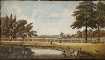 Kensington Gardens, n. 1740-60 (käsinvärinen kaiverrus) tekijältä English School