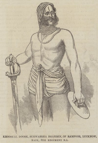 Khoosyal Doobe, Surwarrea Brahmin, Rampoor, Lucknow, Naik, 8. rykmentin syntyperäinen jalkaväki (kaiverrus) tekijältä English School