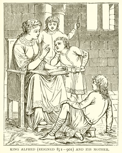 Kuningas Alfred (hallitsi 871-901) ja hänen äitinsä tekijältä English School