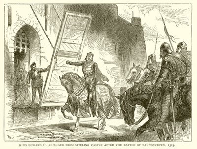 Kuningas Edward II karkotettiin Stirlingin linnasta Bannockburnin taistelun jälkeen, 1314 tekijältä English School