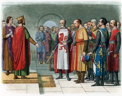 Englannin kuningas Henrik III kohtaa paronikomission, jota johti Simon V Montfortista, esimerkki James Doylen Englannin kronikasta tekijältä English School