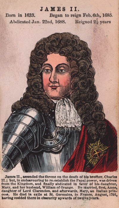 King James II (värillinen kaiverrus) tekijältä English School
