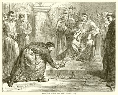 Kuningas Johannes paavien legaatin edessä, 1213 tekijältä English School