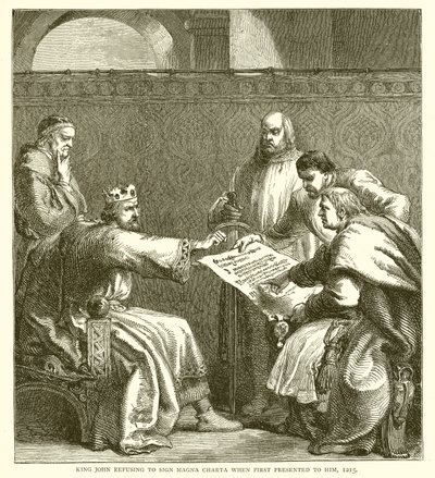 Kuningas Johannes kieltäytyi Magna Charta -kyltistä, kun se esitettiin hänelle ensimmäisen kerran, 1215 tekijältä English School
