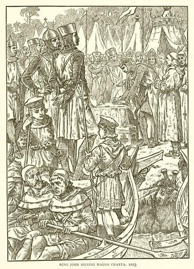 Kuningas Johannes allekirjoittaa Magna Chartan, 1215 tekijältä English School