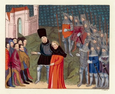 Kuningas Richard II kuljetettiin Lontooseen (värillinen kaiverrus) tekijältä English School