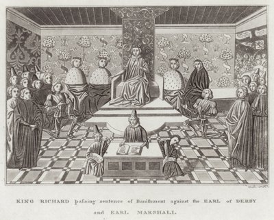 Kuningas Richard langettaa karkotusrangaistuksen Earl of Derbyä ja Earl Marshallia vastaan tekijältä English School