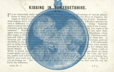 Suuteleminen Somersetissa (litho) tekijältä English School