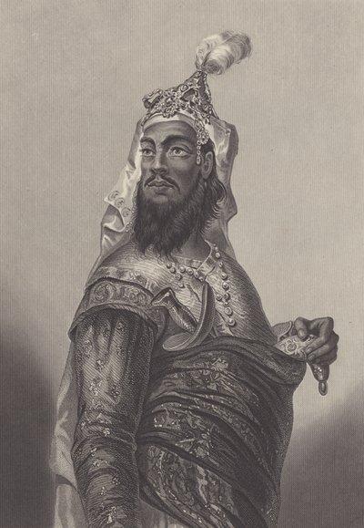 Kunwar Singh, intialainen sotilaskomentaja brittejä vastaan Biharissa Intian kapinan aikana (kaiverrus). tekijältä English School