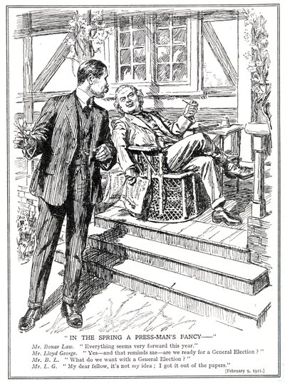 LLoyd George ja Bonar Law keskustelevat mahdollisuudesta järjestää parlamenttivaalit helmikuussa 1920 tekijältä English School