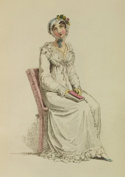 Naisten aamumekko, muotilautanen Ackermanns Repository of Artsilta, 1815 tekijältä English School