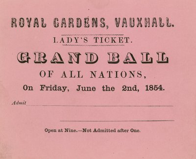 Ladys-lippu, Vauxhall Gardens, Lontoo, 2. kesäkuuta 1854 tekijältä English School