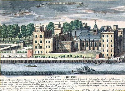 Lambeth House, Canterburyn arkkipiispan asuinpaikka, n. 1715-37 (kaiverrus) tekijältä English School