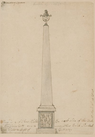 Lamppu lähellä Bedford Housea Lontoossa, purettu vuonna 1799 tekijältä English School