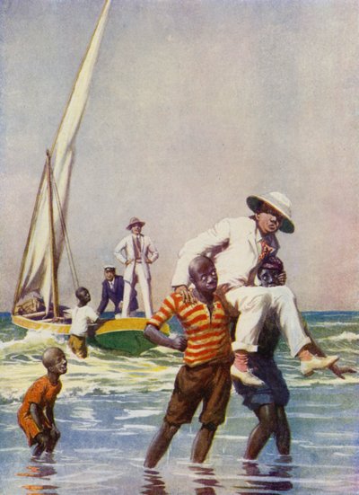 Laskeutuminen Itä-Afrikassa (väri litho) tekijältä English School