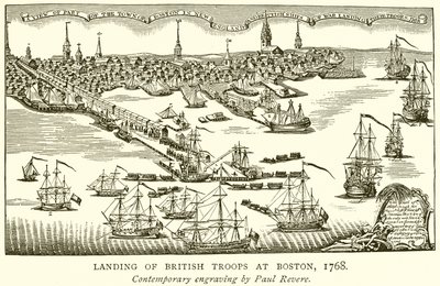 Brittijoukkojen maihinnousu Bostonissa, 1768 tekijältä English School