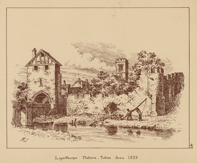 Layerthorpe Postern, purettu 1829 (litografia). tekijältä English School