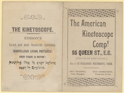 Mainoslehtinen Kinetoscope tekijältä English School