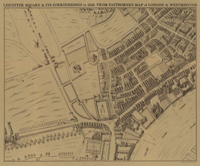 Leicester Square ja sen ympäristö vuonna 1658 tekijältä English School