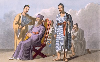 Lewchewan Chief ja Attendants, 1820 (värillinen akvatinta) tekijältä English School
