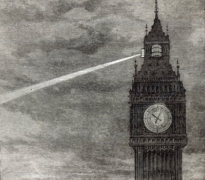 Valo kellotornissa, parlamenttitalo Illustrated London Newsista, 16. elokuuta 1873 tekijältä English School