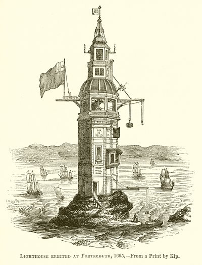 Majakka pystytettiin Portsmouthiin 1665 tekijältä English School