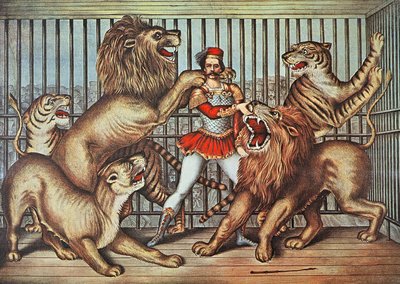 Lion Tamer, n. 1880 (väri litho) tekijältä English School