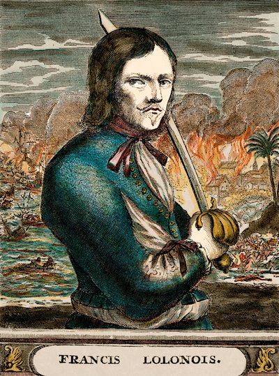 Lolonois, merirosvo (värillinen kaiverrus) tekijältä English School