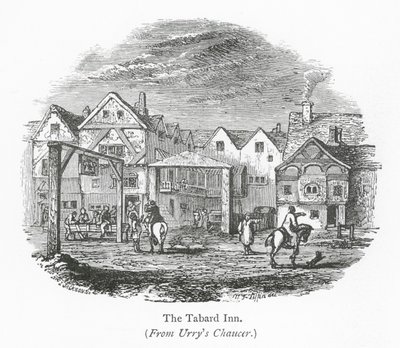Londoner Clubs: The Tabard Inn (Gravur) von English School