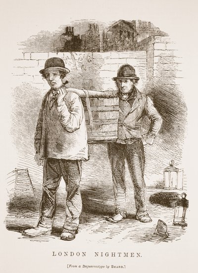 London Nightmen, Richard Beardin daguerrotypiasta, kuvitus London Labourista ja London Poor, Henry Mayhew, pubi. 1862 tekijältä English School