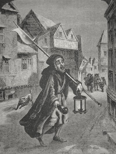 Lontoon vartija 1600-luvulta (kaiverrus) tekijältä English School