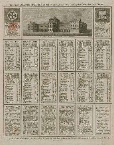Lontoon almanakki Herramme vuodelle 1793 tekijältä English School