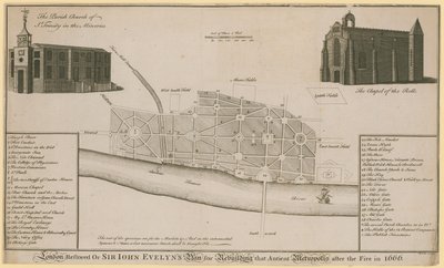 Lontoo kunnosti tai Sir John Evelyns suunnittelee muinaisen metropolin jälleenrakentamista vuoden 1666 tulipalon jälkeen tekijältä English School
